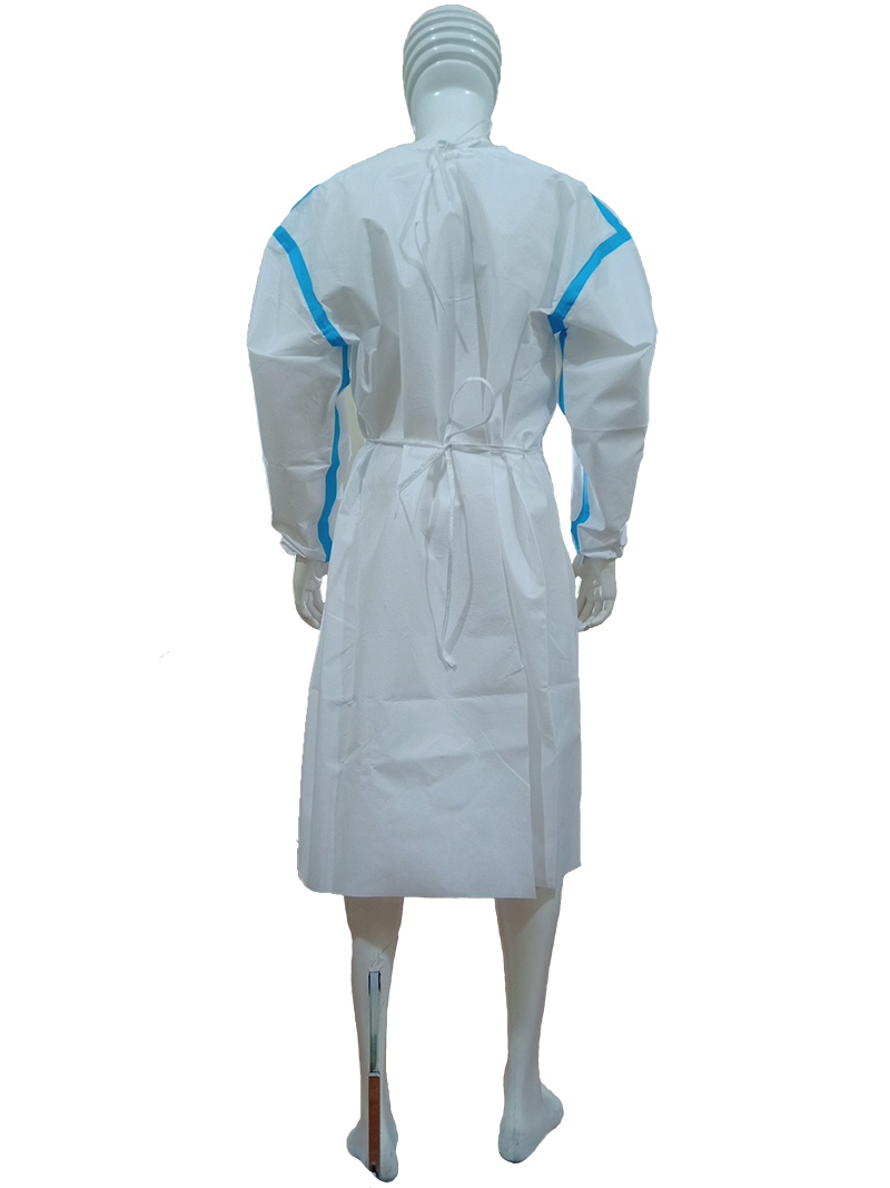 Áo choàng vải không dệt trắng seam xanh - 3 9