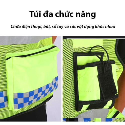 Áo lưới cảnh sát giao thông phản quang 3 đường ngang đẹp - ao phan quang ghi le luoi 4