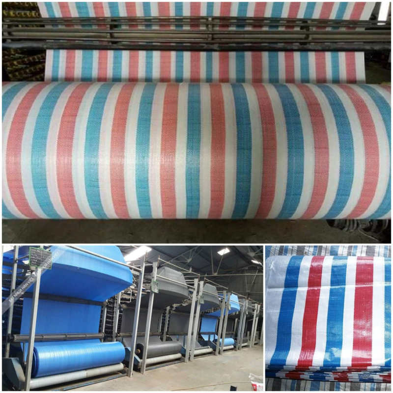 Bạt kẻ xây dựng, bạt dứa, bạt sọc đỏ xanh trắng bán theo mét dài - bat che cong trinh