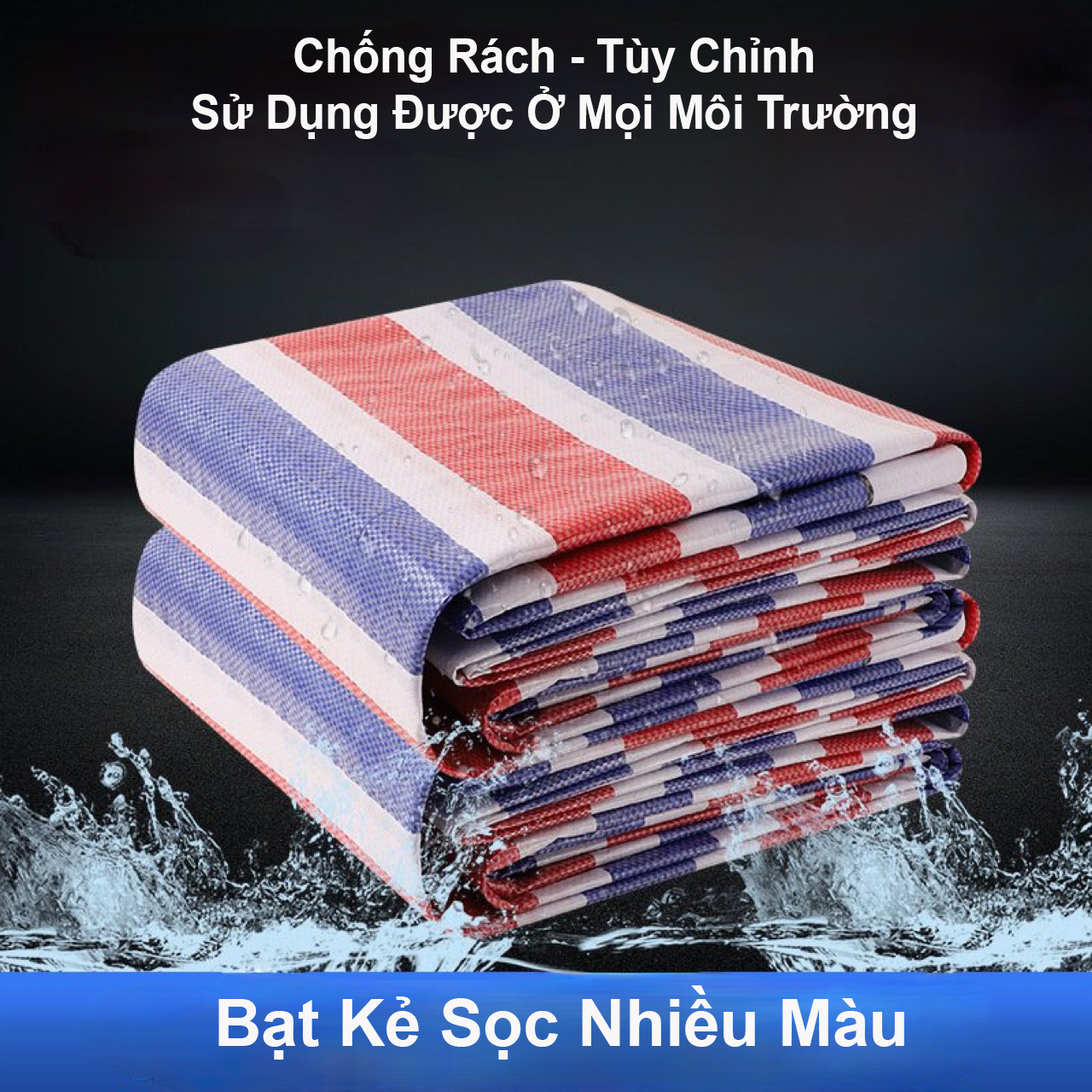 Bạt kẻ xây dựng, bạt dứa, bạt sọc đỏ xanh trắng bán theo mét dài - bat chinh 1