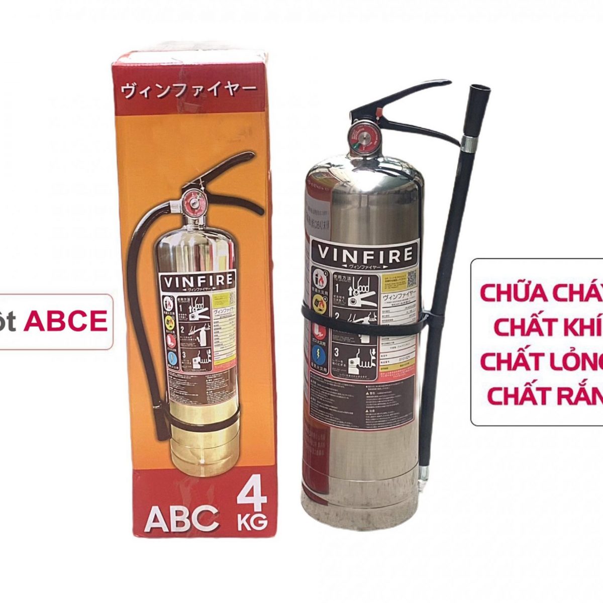 Bình Chữa Cháy Bột ABC (e) 4kg tiêu chuẩn Nhật Bản chất lượng cao xịt là tắt, inox 304 ko gỉ - binh cuu hoa abce 3 e1692846461582