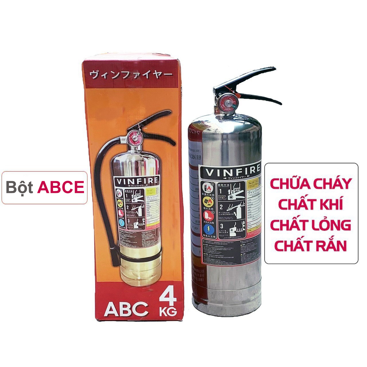 Bình Chữa Cháy Bột ABC (e) 4kg tiêu chuẩn Nhật Bản chất lượng cao xịt là tắt, inox 304 ko gỉ - binh cuu hoa vinhire moi 3
