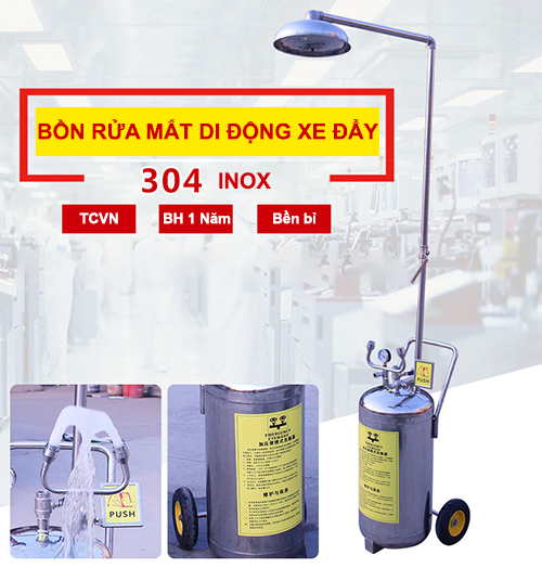 Bồn rửa mắt khẩn cấp Homasi loại xe đẩy tiện lợi - bon rua mat di dong xe day 01