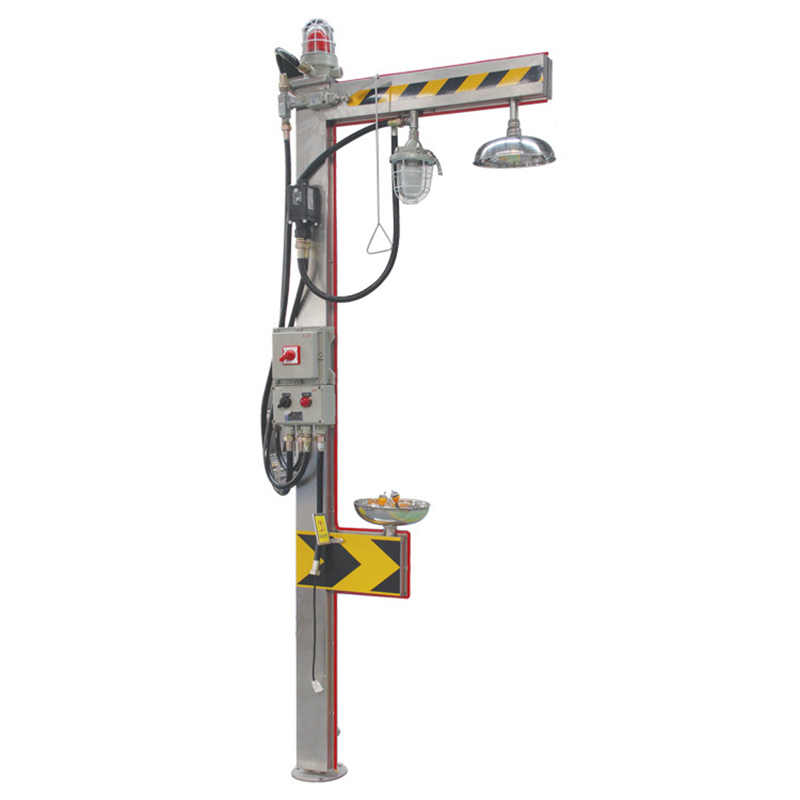 Bồn rửa mắt khẩn cấp Homasi loại có nóng lạnh, đèn cảnh báo, phòng chống cháy nổ - bon rua mat khan cap moi 01