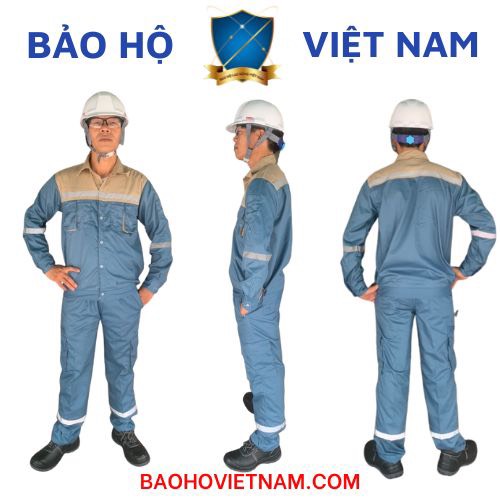 Quần áo bảo hộ lao động pangrim Hàn Quốc 2721 pha màu xanh pha nâu đất - chinh