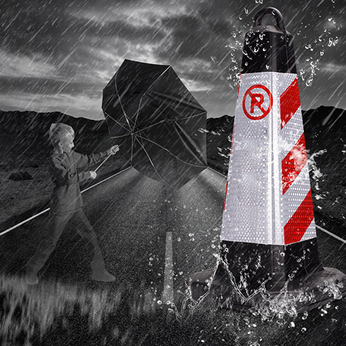 Dải phân cách cọc tiêu siêu mềm Nhật Quang cảnh báo phân làn giao thông cao 75 cm - coc tieu giao thong tru vuong mau DEN 3