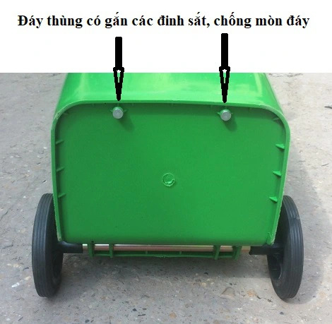 Thùng rác nhựa 120L màu ghi - day thung rac nhua co gan cac dinh sat chong mon day conv 2