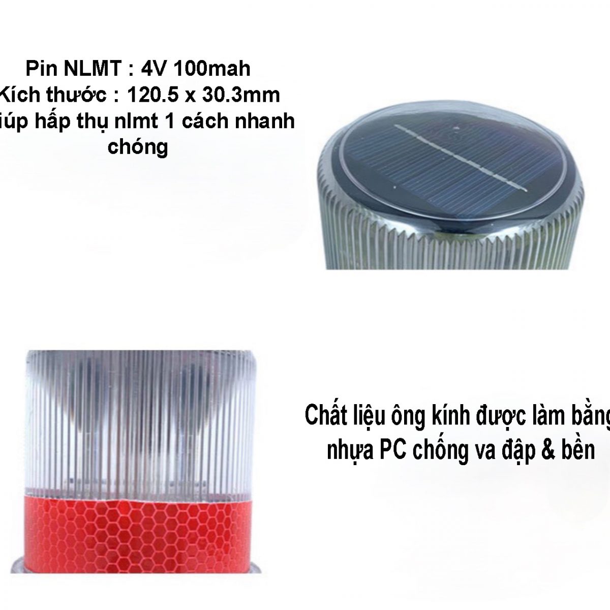 Đèn Cảnh Báo Năng Lượng Mặt Trời Cắm Cột 005SR Cao Cấp có phản quang cảnh báo và gắn vào các cọc tiêu - den canh bao 050s 1 1