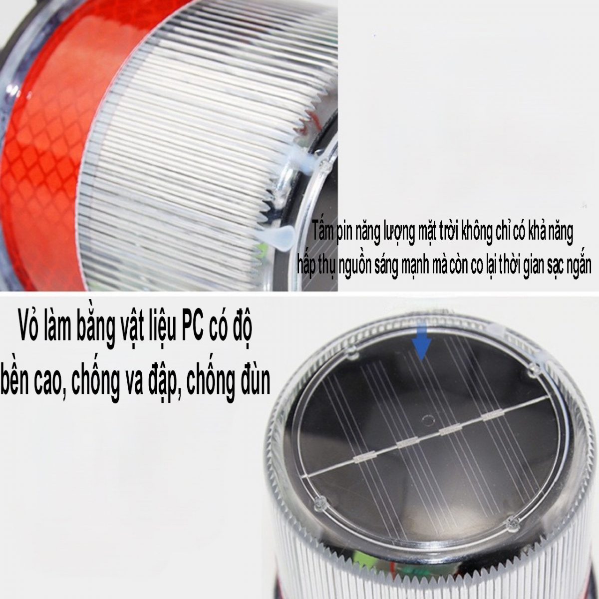 Đèn Cảnh Báo Năng Lượng Mặt Trời Cắm Cột 005SR Cao Cấp có phản quang cảnh báo và gắn vào các cọc tiêu - den canh bao 050s 2