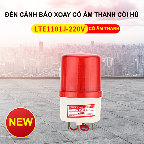 Đèn quay cảnh báo loại 220v có còi âm thanh cảnh báo - den canh bao 220v co coi