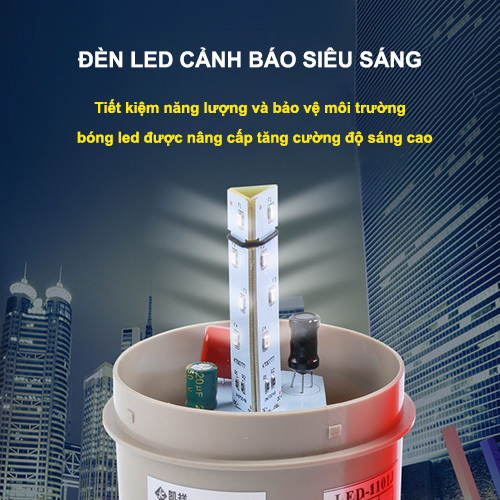 Đèn quay cảnh báo loại 220v có còi âm thanh cảnh báo - den canh bao quay