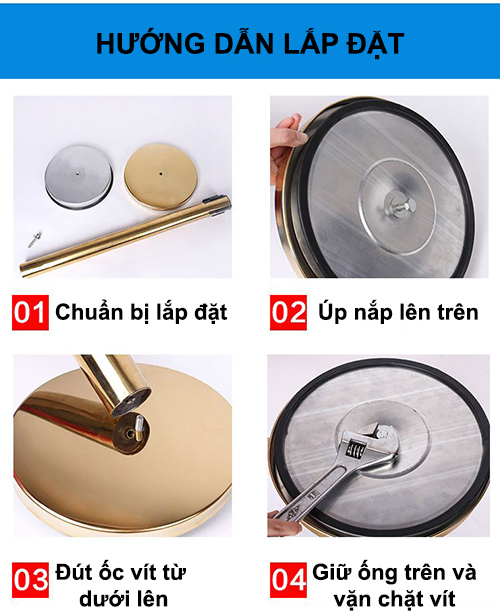 Rào chắn phân cách cột inox màu đỏ loại 2m - huong dan lap dat rao chan inox
