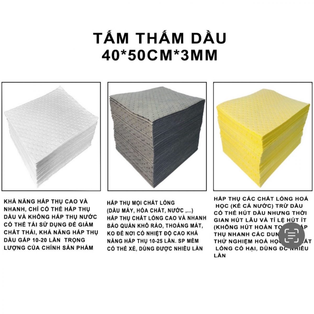 Tấm bông thấm dầu xử lý ô nhiễm dầu công nghiệp, nỉ thấm dầu, ô nhiễm dầu công nghiệp xử lý khẩn cấp sự cố tràn dầu, tấm bông thấm dầu - phao tham dau anh chinh