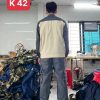 Bộ quần áo kaki liên doanh hàn quốc phối kem viền xám kéo khóa chất đẹp - qaoxam1