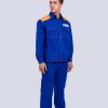 Quần áo bảo hộ pha màu xanh phối vai cam vải Pangzim Hàn Quốc - quan ao dep net