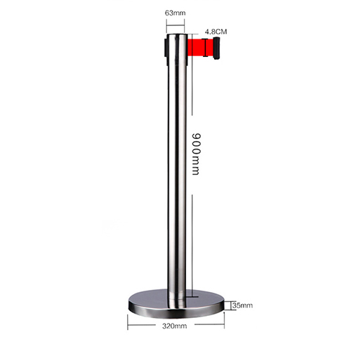 Rào chắn phân cách cột inox màu đỏ loại 2m - rao chan coc tieu inox 5