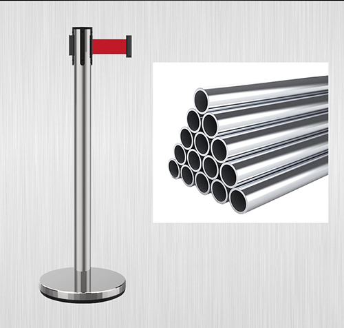 Rào chắn phân cách cột inox màu đỏ loại 2m - rao chan coc tieu inox 8