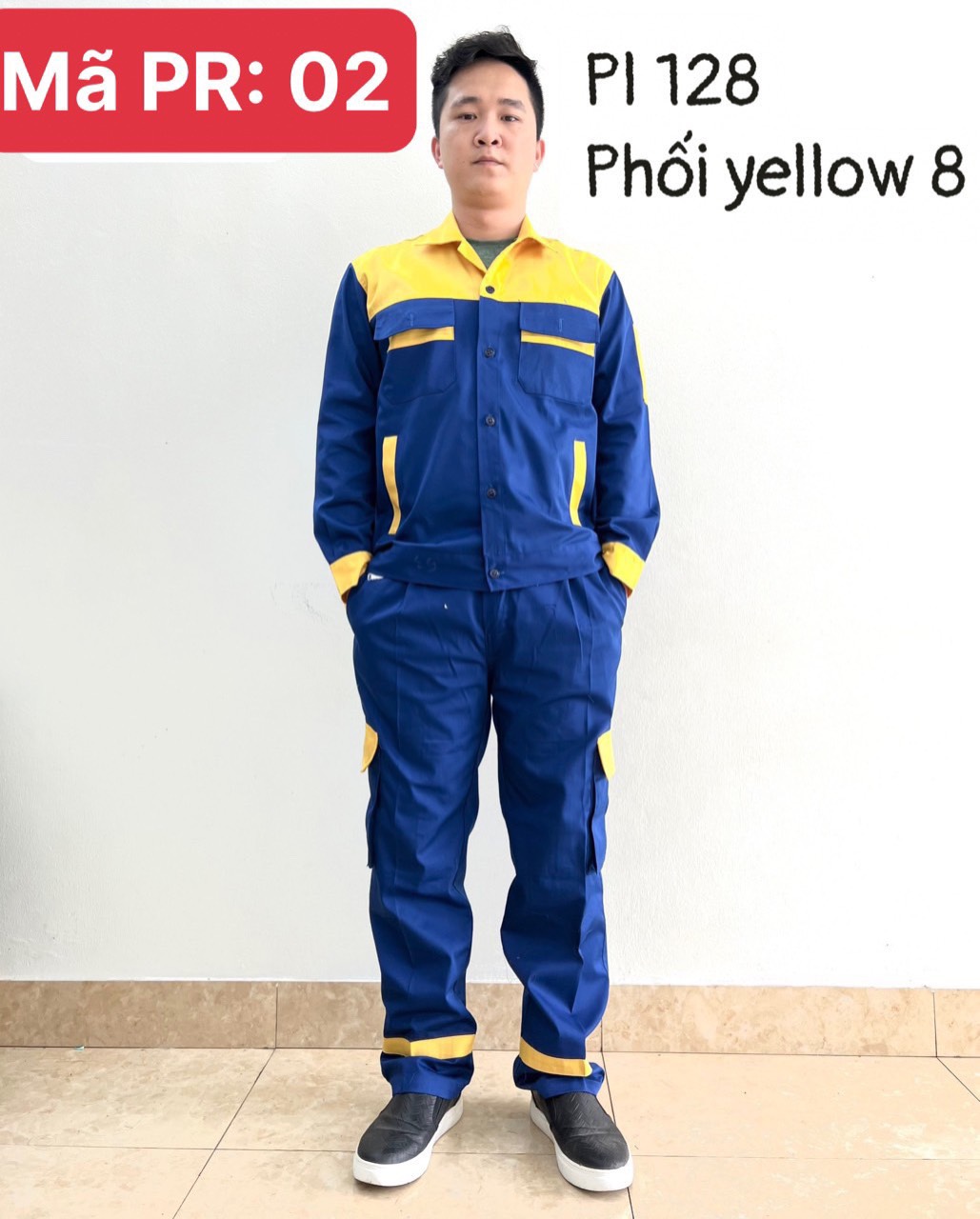 Quần áo bảo hộ vải pangrim phối màu xanh vàng - z4104878515625 75c93c1f0ee406616021e434a3cca24a