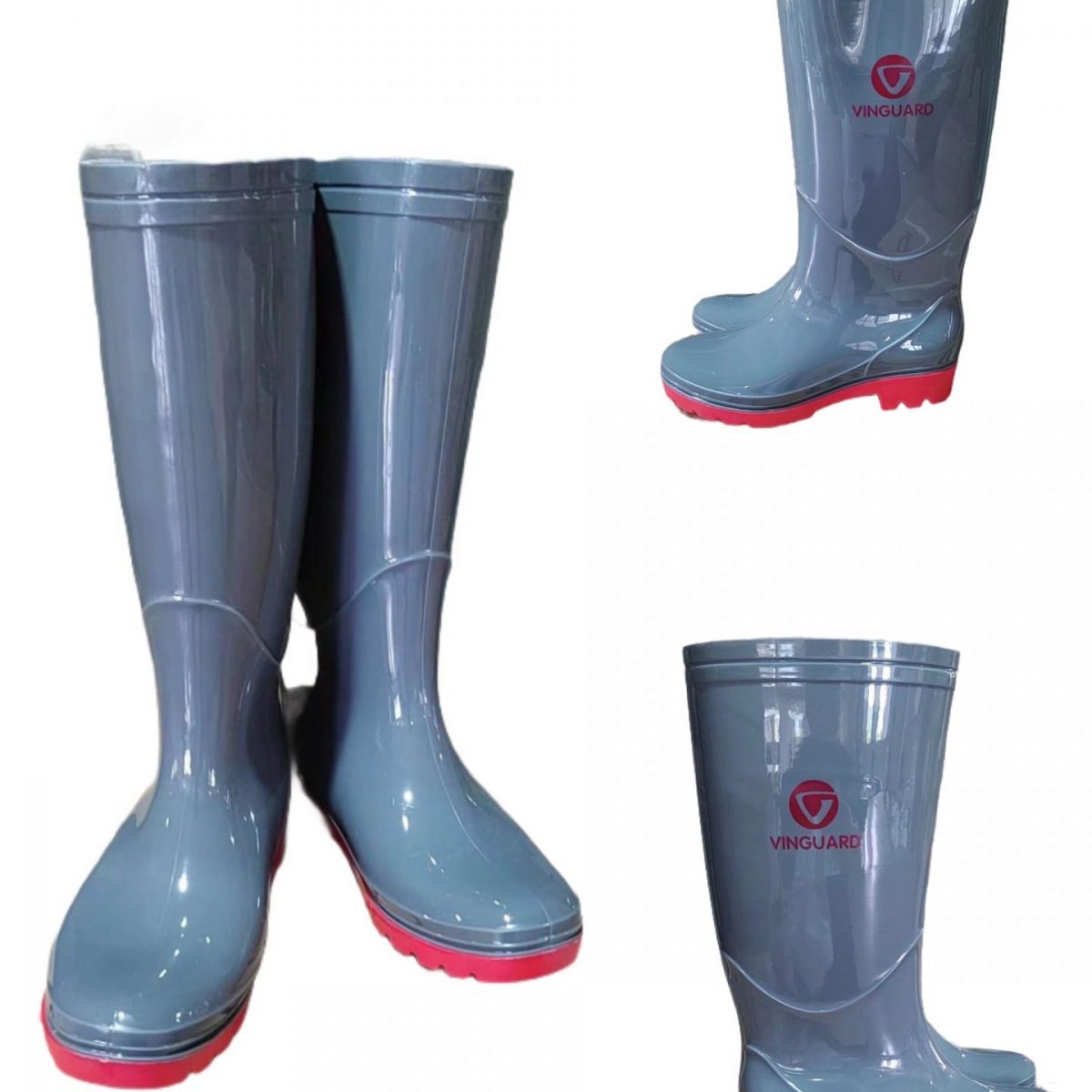 Ủng nhựa cao su pvc màu ghi xám đế đỏ phù hợp với mọi môi trường lao động - z4622380647209 f3e651439b1ec975925337a343cf5818
