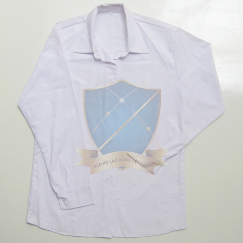 Ao bep vai kaki cotton trang nu kieu cong nhan