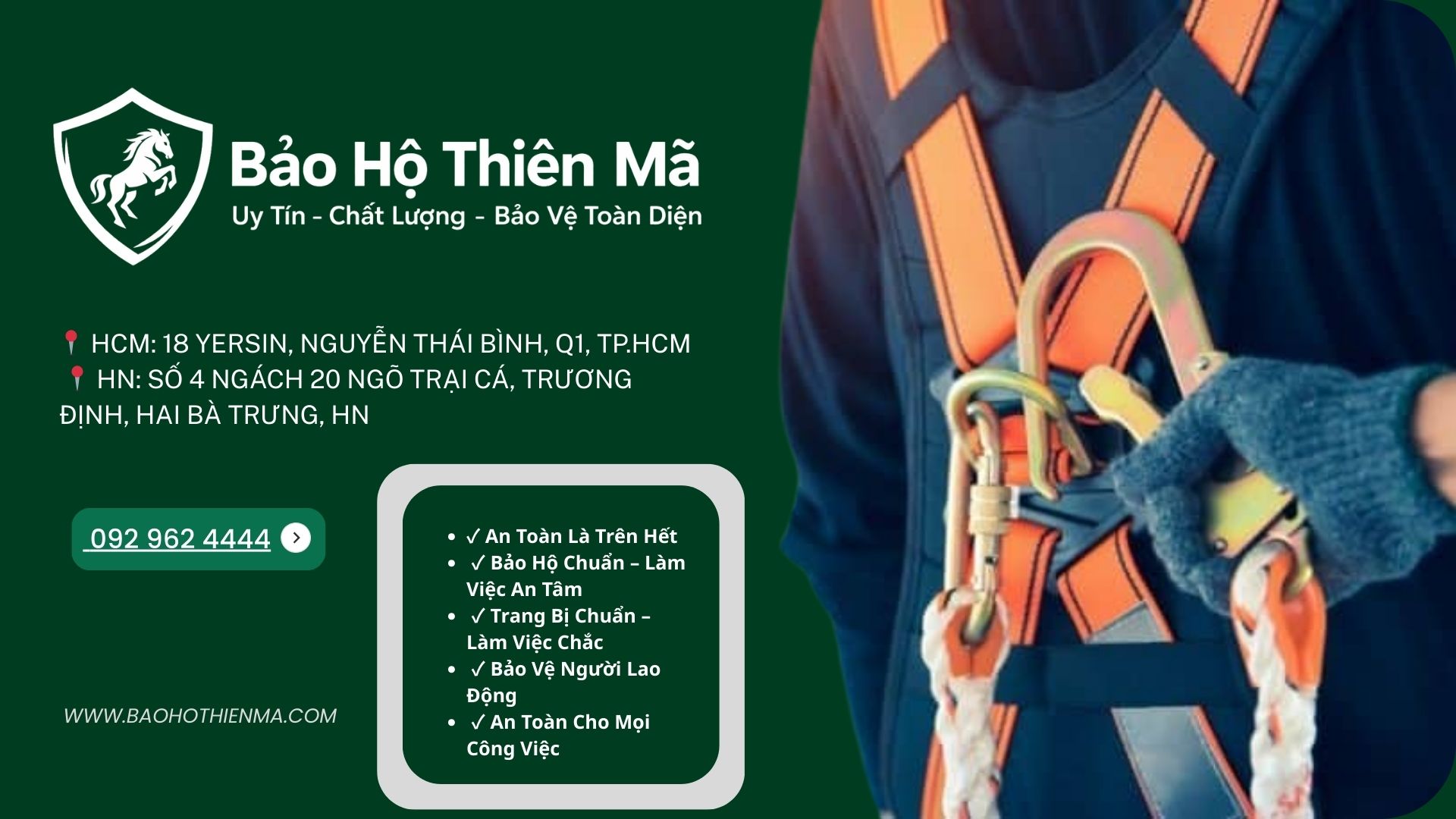 Để đảm bảo an toàn khi làm việc trên cao, việc lựa chọn thiết bị bảo hộ chất lượng là điều vô cùng quan trọng.