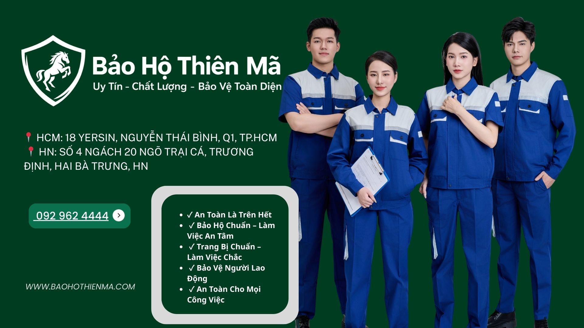 Một số doanh nghiệp còn đặt may quần áo bảo hộ theo yêu cầu với logo công ty để tạo sự nhận diện thương hiệu và tăng tính chuyên nghiệp.