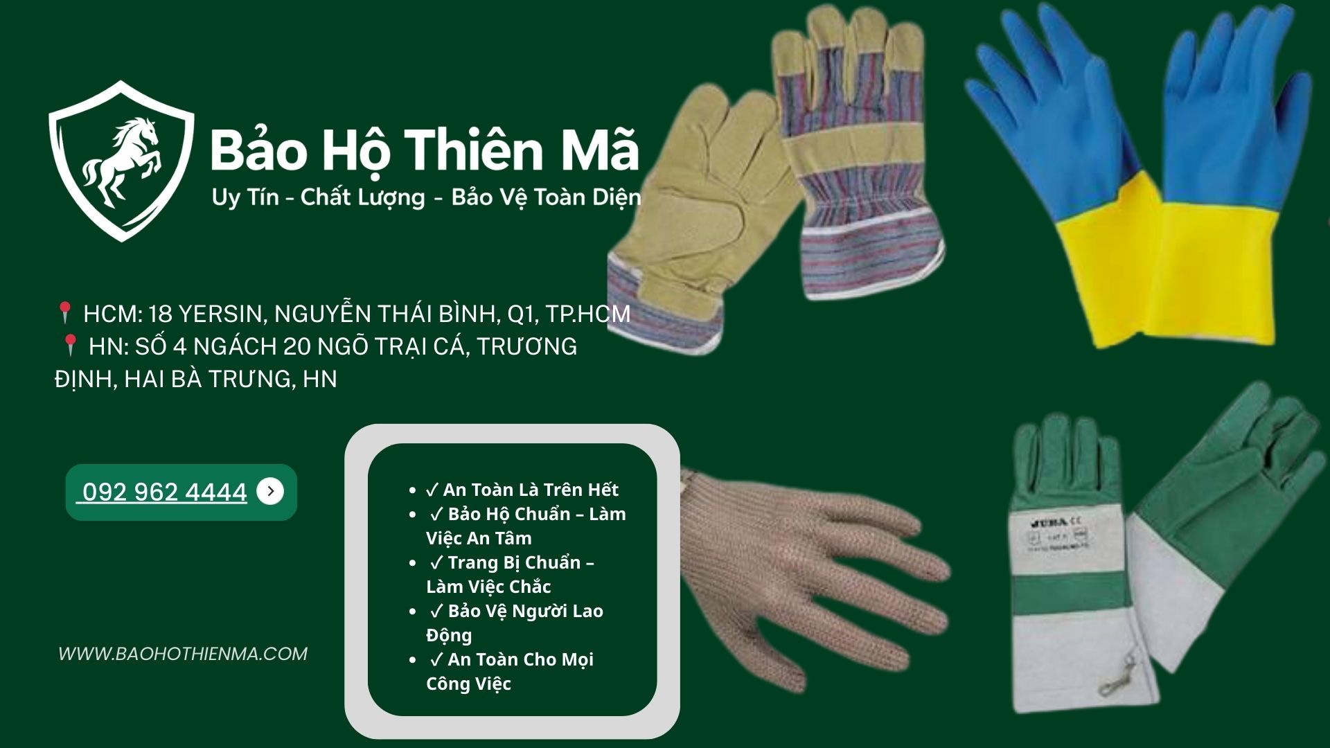 Bảo Hộ Thiên Mã là đơn vị chuyên cung cấp thiết bị bảo hộ lao động chính hãng, đa dạng mẫu mã với mức giá cạnh tranh trên thị trường.