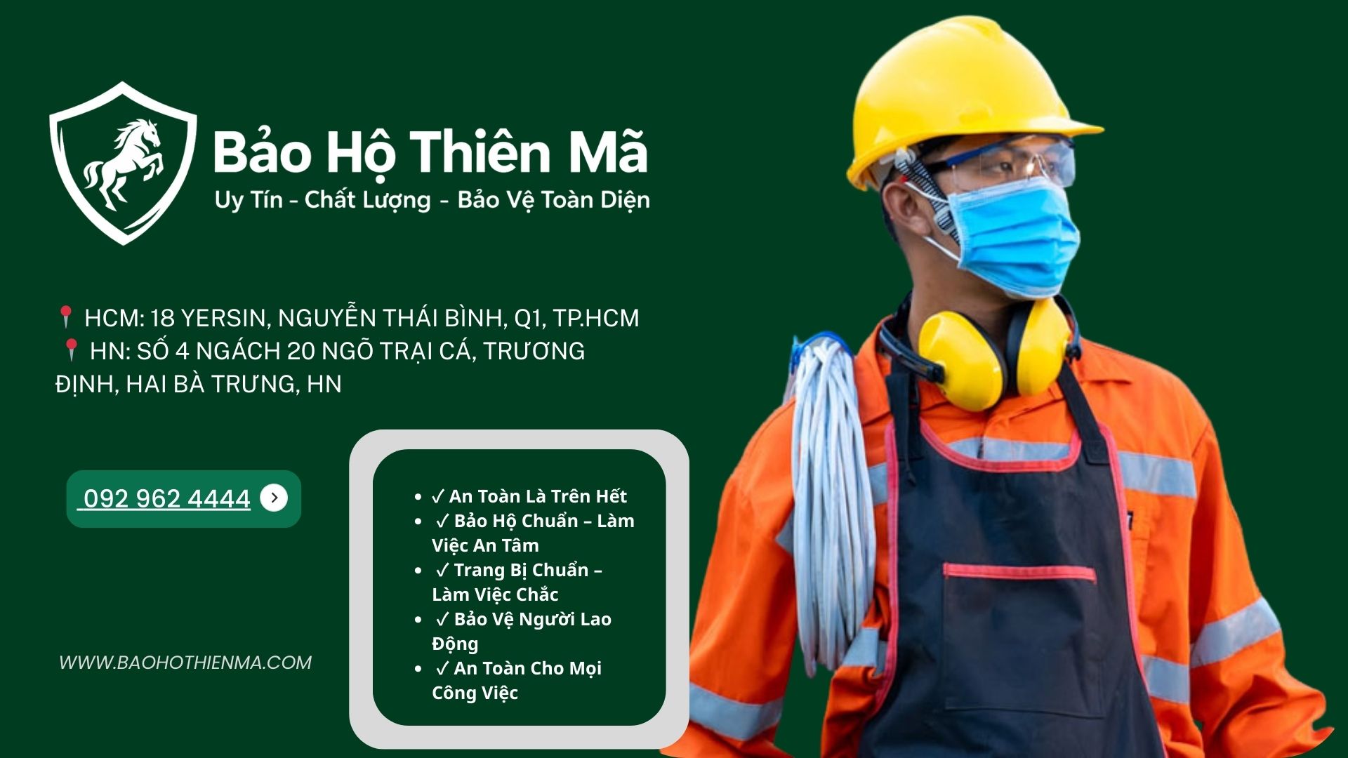 Nếu bạn đang tìm kiếm mũ bảo hộ lao động đạt tiêu chuẩn, Bảo Hộ Thiên Mã là đơn vị chuyên cung cấp các sản phẩm bảo hộ lao động chất lượng cho nhiều ngành nghề khác nhau.
