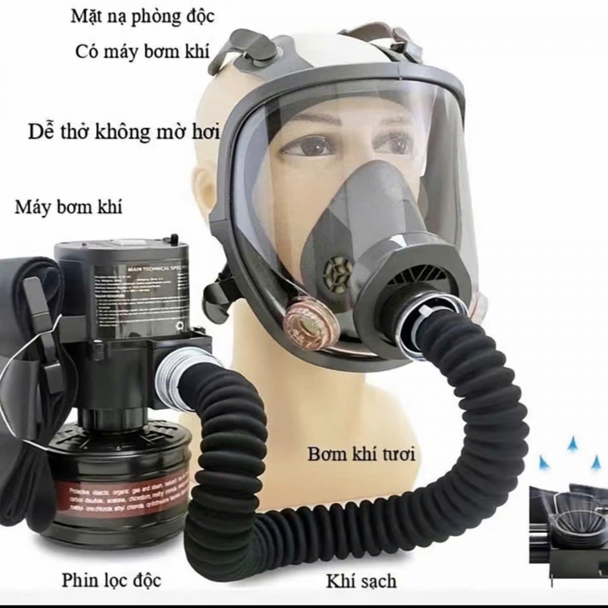 Bộ mặt nạ phòng độc có máy lọc khí - mn1