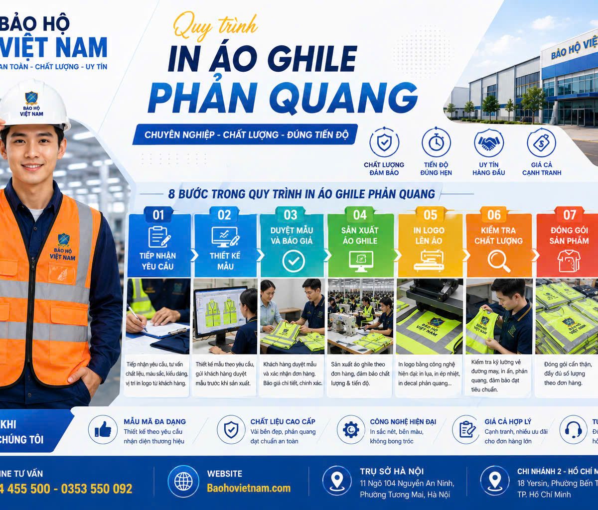 May phản quang, in, thêu logo theo yêu cầu chất lượng bền đẹp - in logo